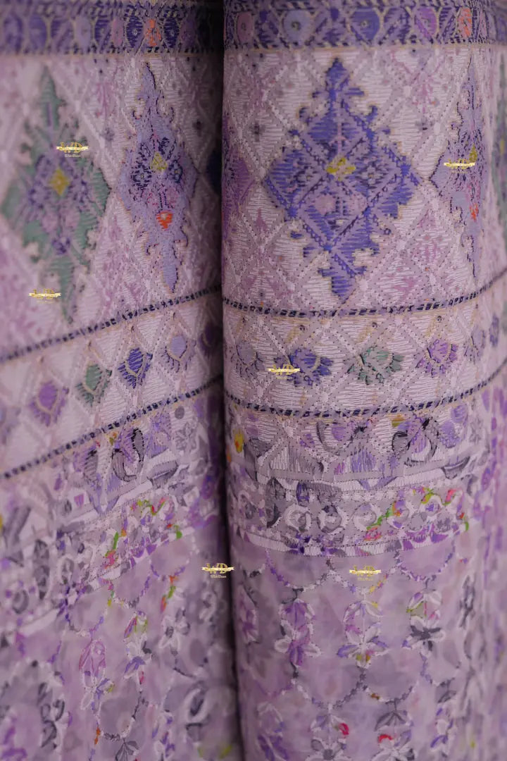 Coton de Soie Brodé 3D Multicolore