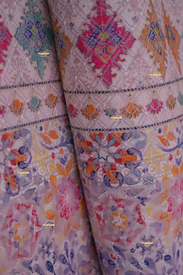 Coton de Soie Brodé 3D Multicolore