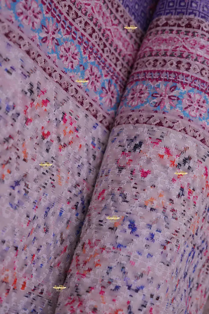 Coton de Soie Brodé 3D Multicolore