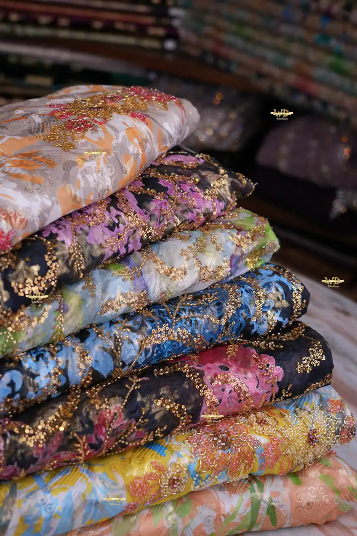 Organza Imprimé et Perlé