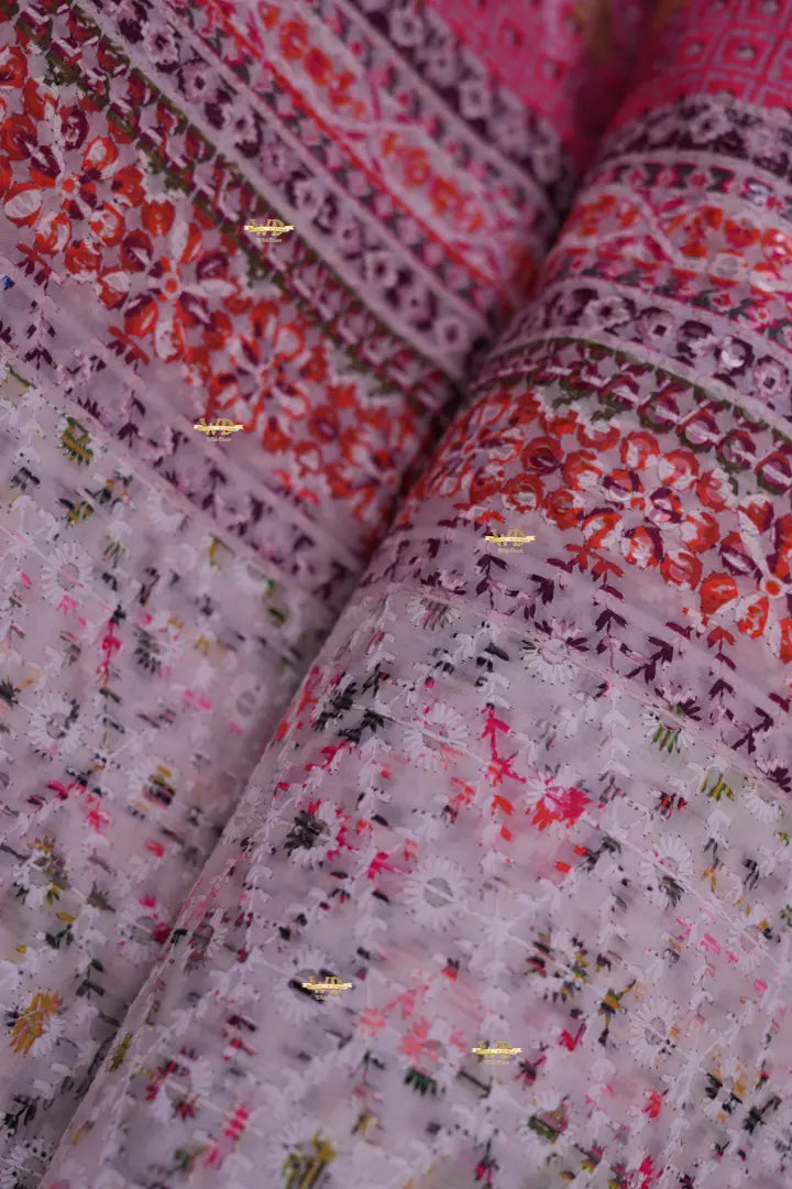 Coton de Soie Brodé 3D Multicolore