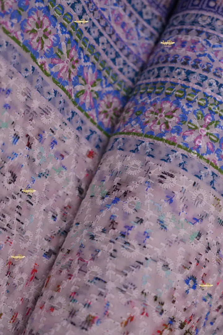 Coton de Soie Brodé 3D Multicolore