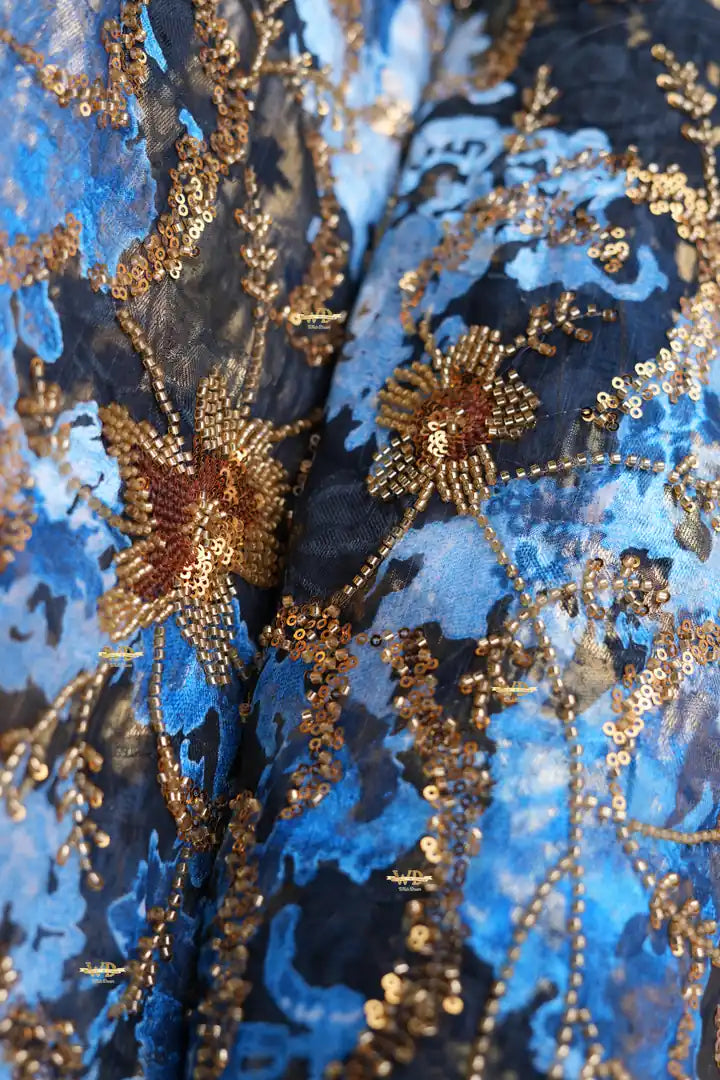 Organza Imprimé et Perlé